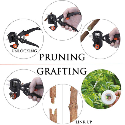 Krewey 2-in-1 Garden Grafting Tools Pruner Kit, V-Graft Omega-Graft and U-Graft, Plant Branch Vine