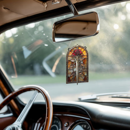 Rose Sword Acrylic Suncatcher Stained Glass Effect Window Car Hanging Christmas Ornament Indoor