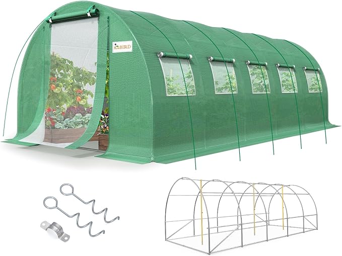 KING BIRD Premium 25x10x6.6FT Greenhouse for Outdoors, Large Walk-in Upgraded Galvanized Metal