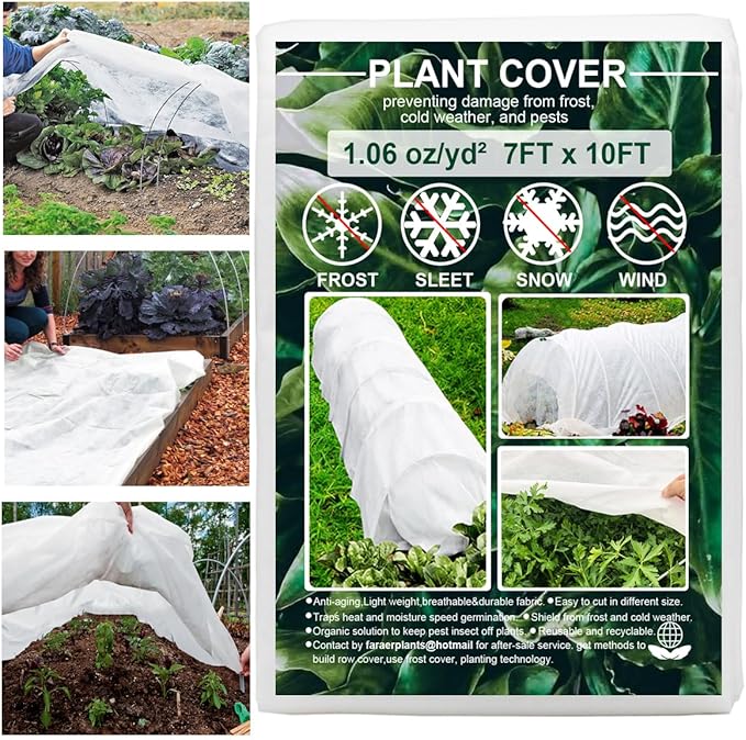 Plant Covers Freeze Protection, Antifrost Cover 7ft×10ft Reusable Rectangle Frost Protection