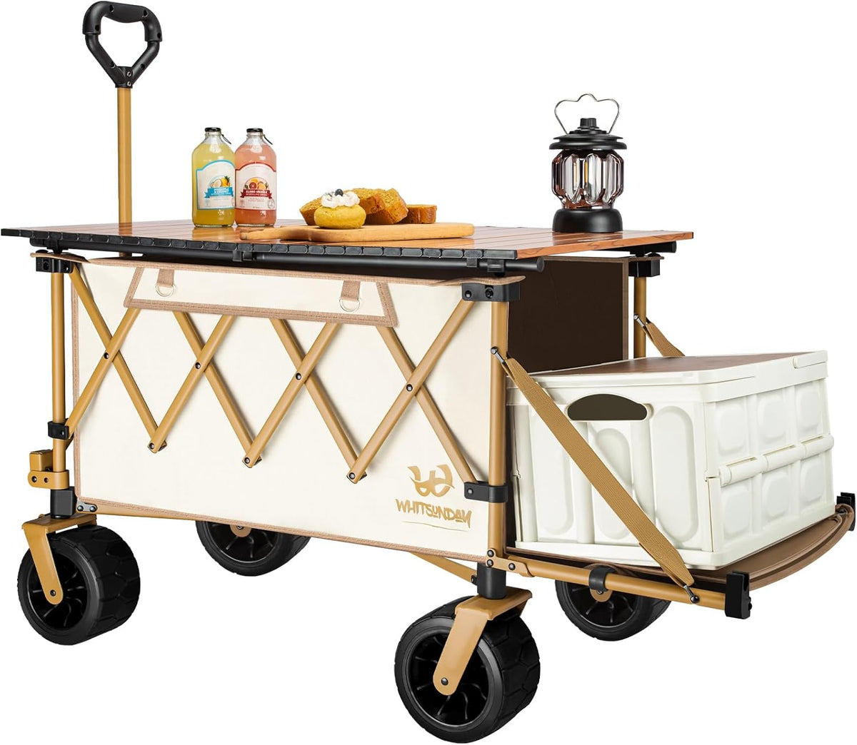 Whitsunday Collapsible Folding Wagon with Table,Heavy Duty Utility Beach Wagons with Opened