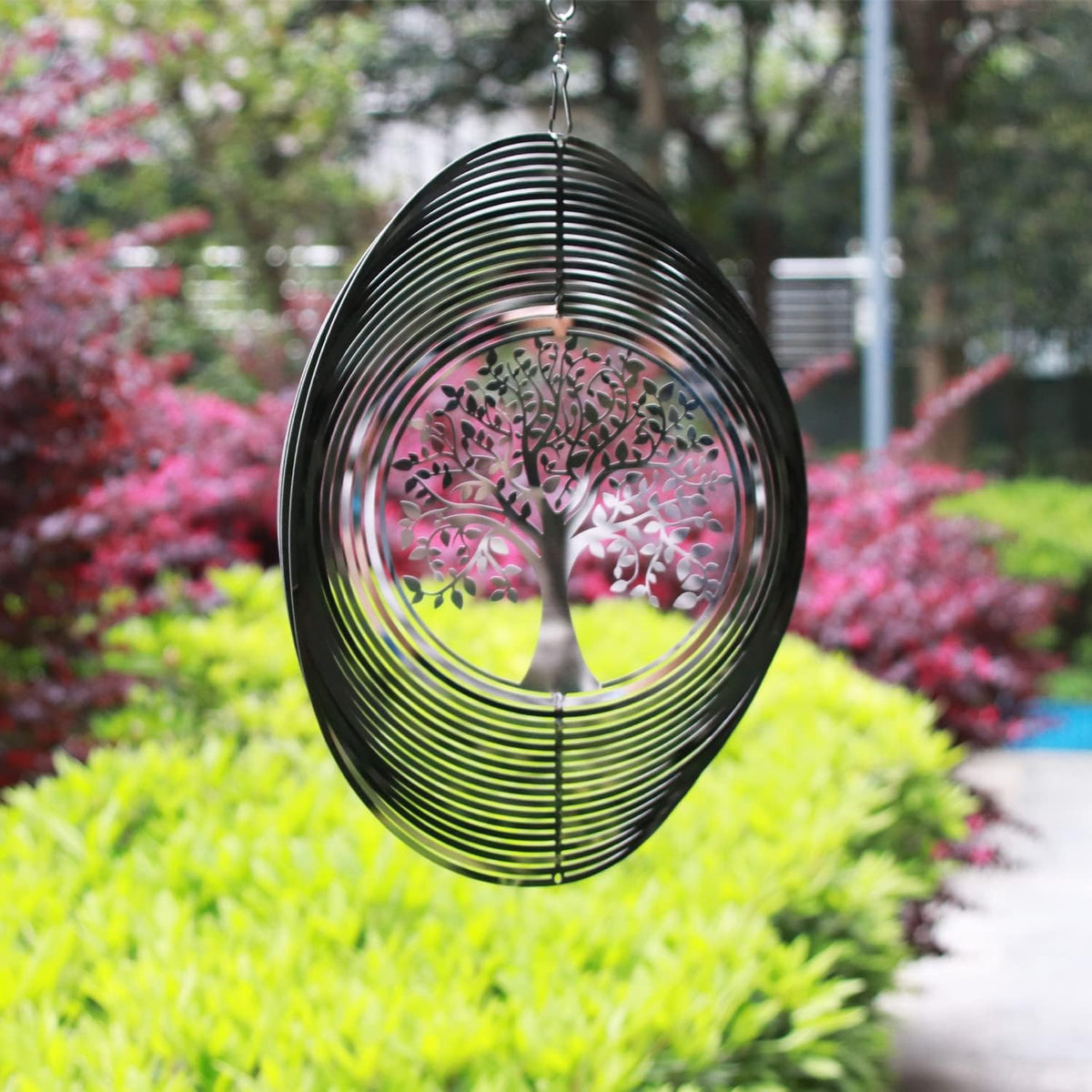SPRING SONG Tree of Life 3D Wind Spinner for Yard and Garden Mirrored Stainless Steel Spinner
