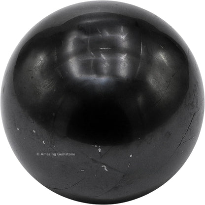 Amazing Gemstone Shungite Crystal Ball with Stand - 2 Inches Crystal Sphere Meditation Balls for