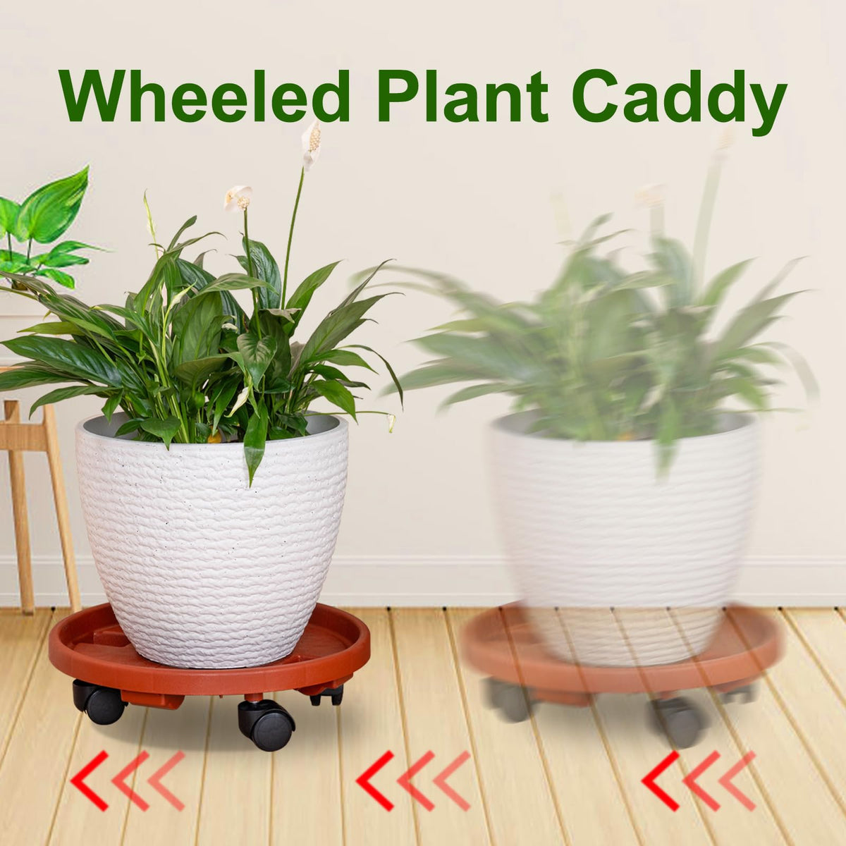 Doseno Plant Caddy with Wheels, Plant Dolly with Wheels, 2 Pack, 13 in