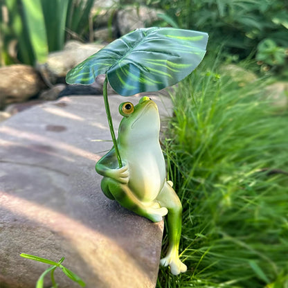 OwMell Frog Statue for Garden, Green Frog Figurine for Outdoor Decor Yard and Garden Decoration