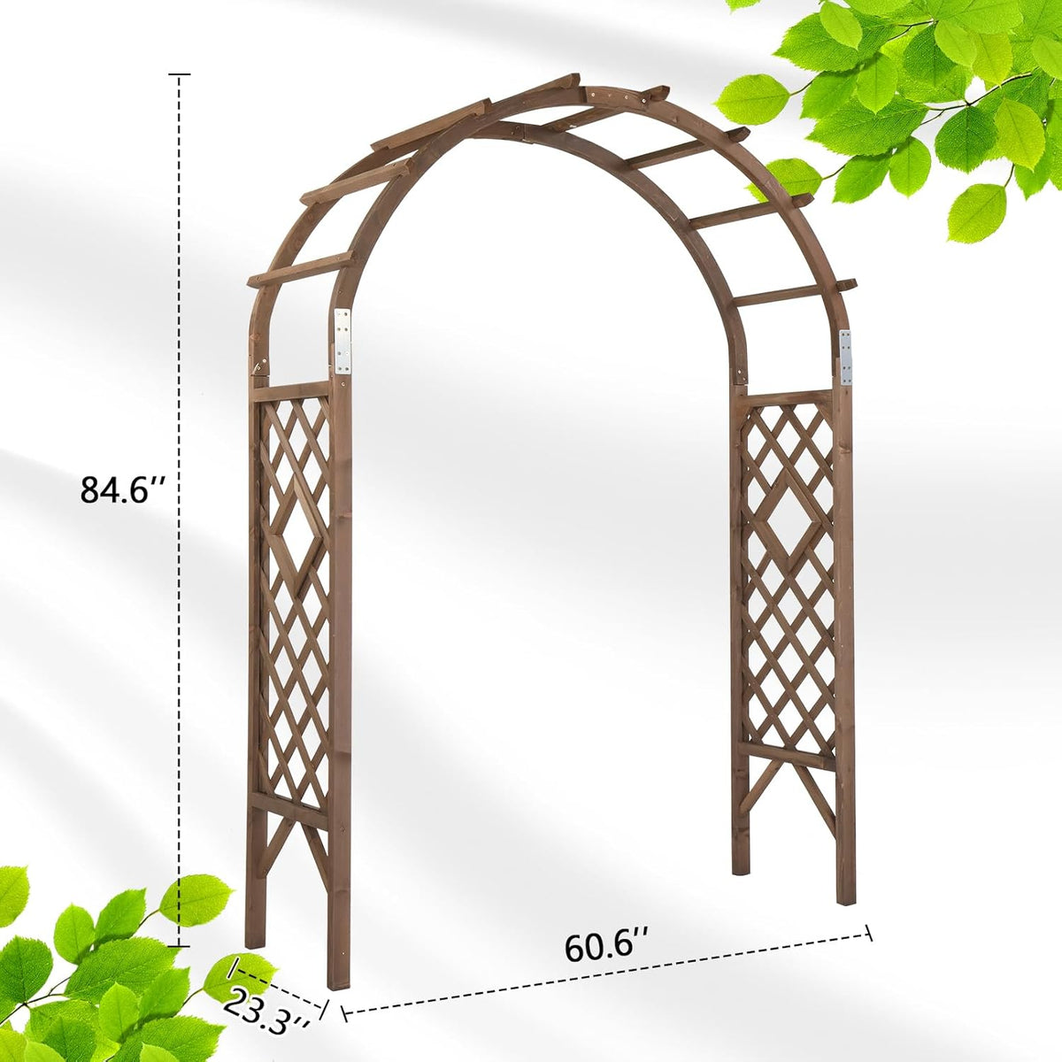 VINGLI Wooden Garden Arbor, Wedding Arch, 7ft Arch Backdrop Stand for Ceremony, Wood Trellis for