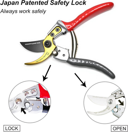 TONMA Bypass Pruning Shears [Made in Japan] 8 Inch Heavy Duty Garden Shears for Gardening