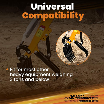 maXpeedingrods Mini Excavator Rake, Wide Backhoe Rake for 0.8-1.5T Excavators, Hydraulic Tilt
