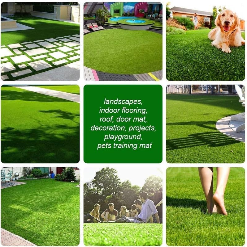 Artificial Grass Turf 14FTx48FT, 1.38" Pile Height Realistic Synthetic Grass, Indoor Outdoor Pet