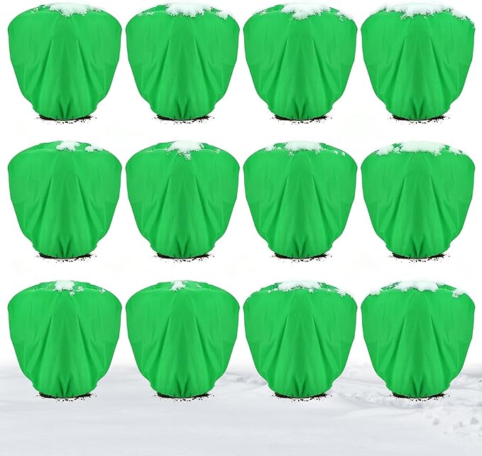 ANPHSIN 12 Pcs 39.3in x 39.3in Plant Covers Freeze Protection - Winter Shrub Plant Protection Bags