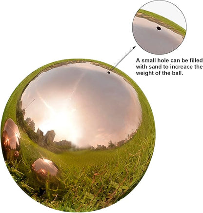 Nerien 10inch Gazing Ball, Stainless Steel Garden Mirror Globe, Polished Ornament Sphere, Hollow