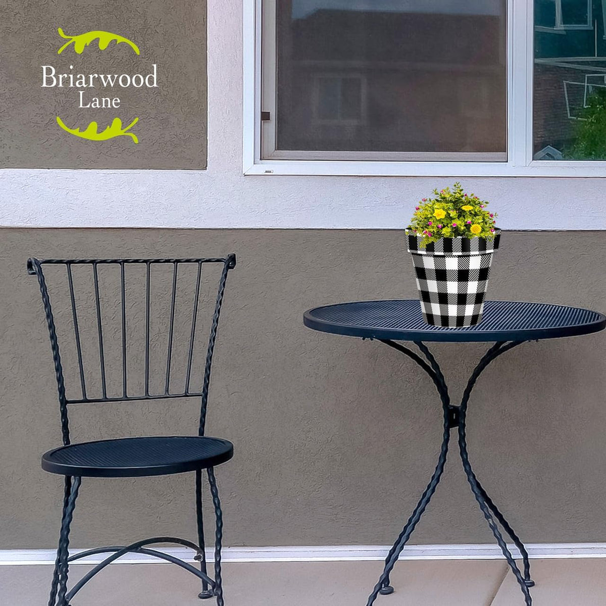 Briarwood Lane Black and White Buffalo Check Small Planter