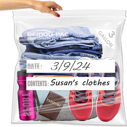 3 Gallon Large Plastic Bags with Zipper Top, | 50 Count | 2 Mil | 16" x 18" | Heavy-Duty Reusable