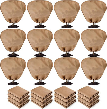 12 Pcs Winter Plant Covers Freeze Protection Reusable Plant Protector Bag with Drawstring Warm