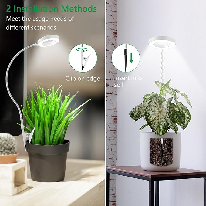 Grow Lights for Indoor Plants, Full Spectrum Clip on Plant Lights for Indoor Growing, White Halo