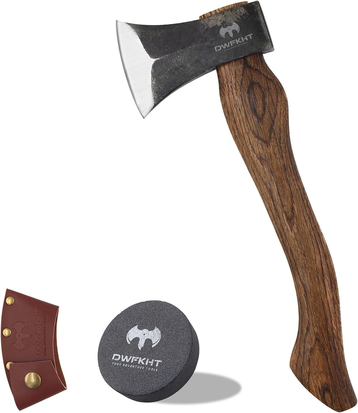 15.3" Hatchet, Splitting Axe with 1065 High Carbon Steel, Camping Hatchet with Beech Wooden Handle