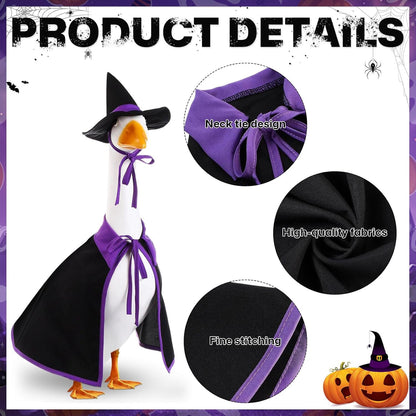 Halloween Porch Goose Outfit Set for 23'' Plastic Statue Lawn Porch Goose Clothes with Cloak Hat
