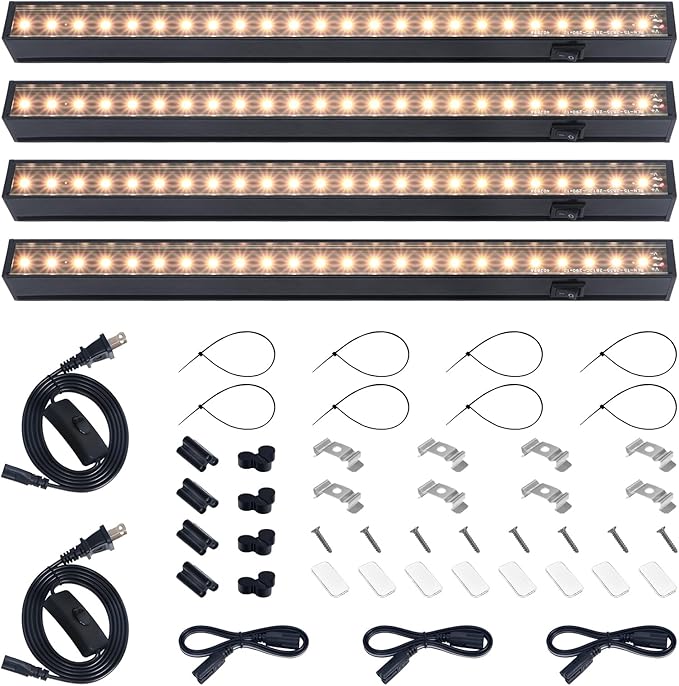 Barrina Grow Lights for Indoor Plants, Full Spectrum Sunlight, Black Cover LED Grow Light Bulbs, T5