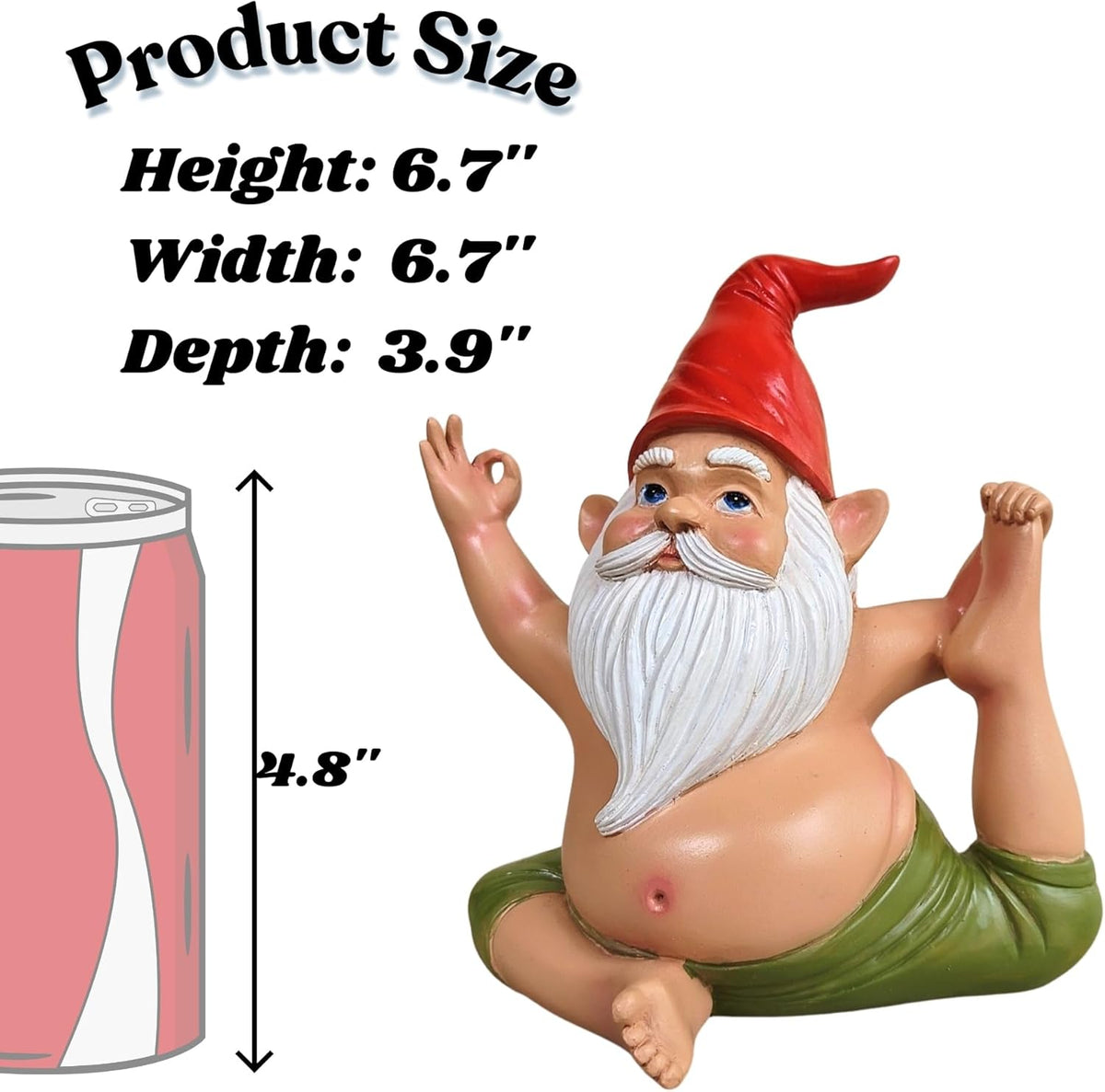 Yoga Gnome Statue, Seated Twist Pose – 6.7'' Resin Zen Garden Decor, Handcrafted Meditating Gnome