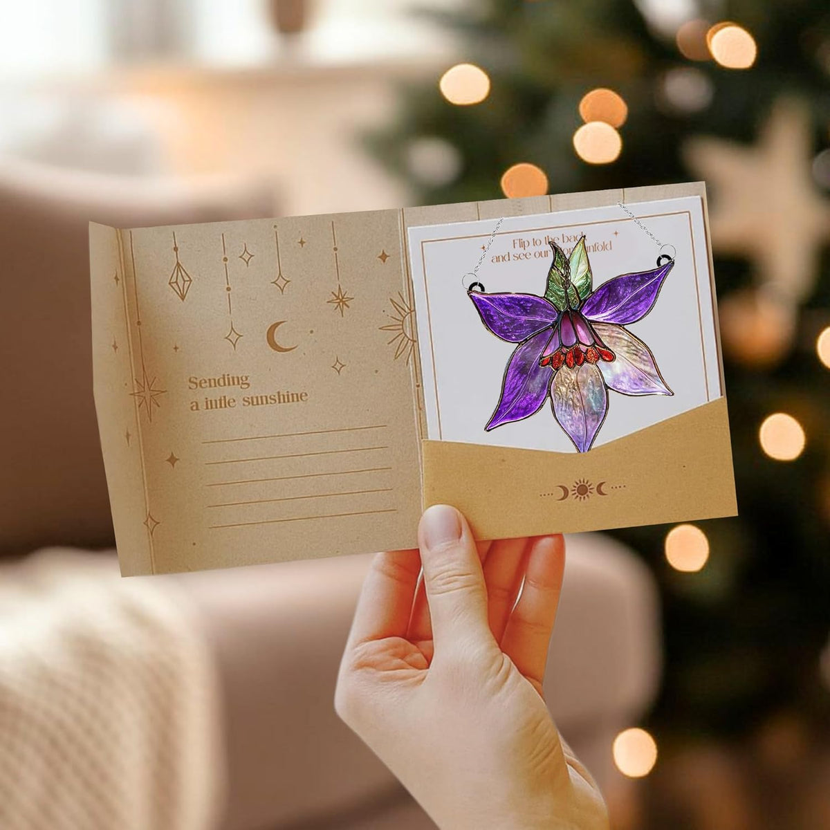 Clematis Flower Acrylic Suncatcher Stained Glass Effect Window Car Hanging Christmas Ornament