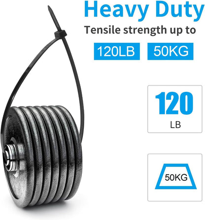 XINGO 12 Inch Black Zip Ties Heavy Duty 250 Pack, 120 LBS Tensile Strength, Premium Nylon Cable