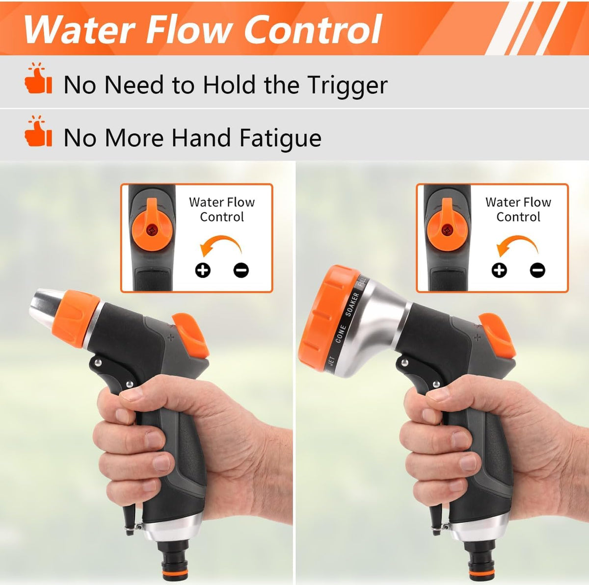 HOOFUN 2 Pack Garden Hose Nozzle High Pressure 10 & 2 Water Hose Nozzle