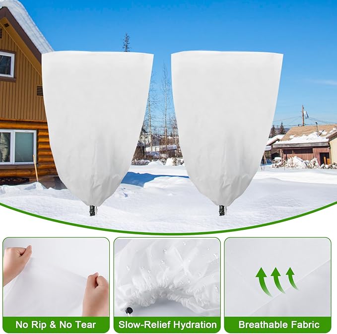 YDSL 3 Pack Plant Covers Freeze Protection, 25"×32" 1.77oz/yd² Plant Frost Covers for Outdoor