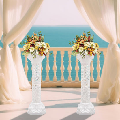 Roman Column Pedestal, Plastic White Columns for Weddings Indoor/Outdoor Roman Pillar Stand for