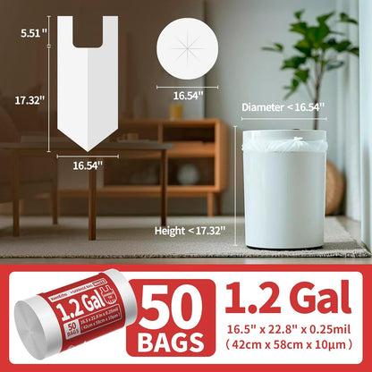 Small Trash Bags with Handles 5 Gallon 50 Count White - Ocean Plastic Upcycling - Plastic Garbage