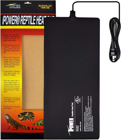 iPower 8 by 18-Inch 24W Reptile Heat Mat, Under Tank Warmer Terrarium Heat Pad for Turtles Lizards
