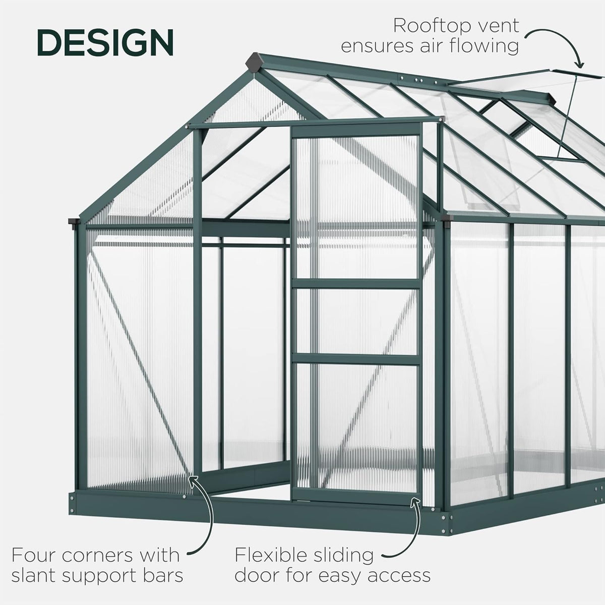 Outsunny 6' x 10' Greenhouse for Outdoors, Polycarbonate Greenhouse with Rain Gutter and Roof Vent
