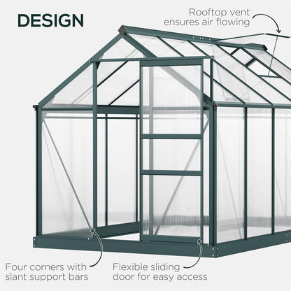 Outsunny 6' x 10' Greenhouse for Outdoors, Polycarbonate Greenhouse with Rain Gutter and Roof Vent