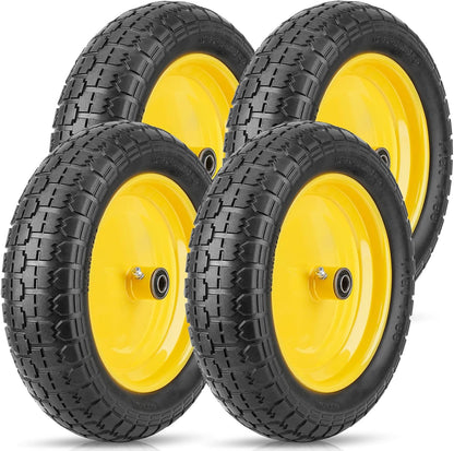 TICONN 4.80/4.00-8 Tire, 14.5" Flat Free Wheelbarrow Tire and Wheel, Solid Replacement Tires, 5/8"