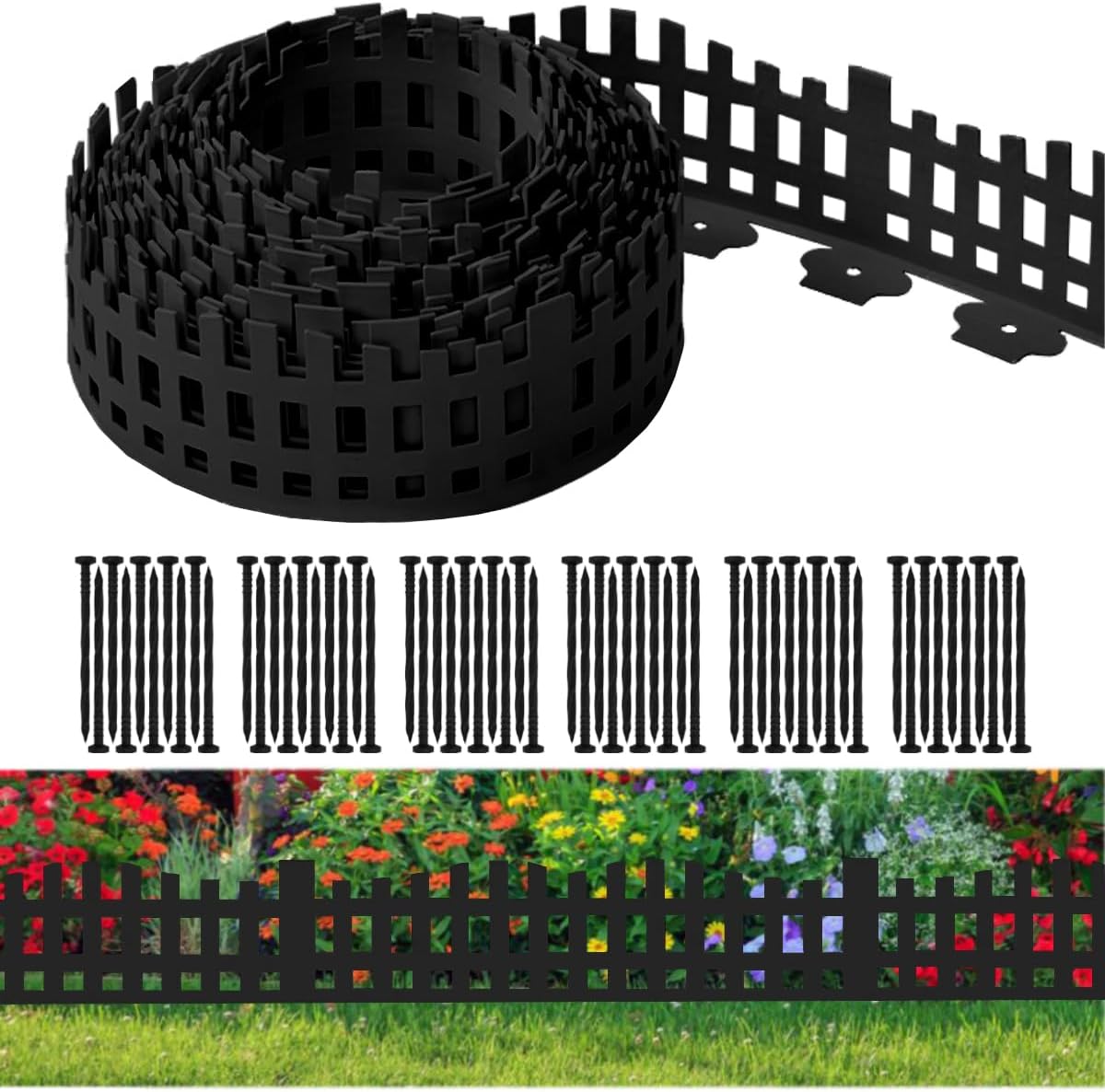 Garden Edging 33FT, Landscape Edging Borders [Extra Tall 4.9IN ] Flexible Lawn Edging Kit with