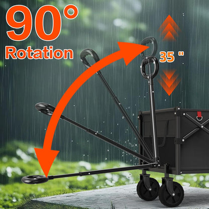360LBS Heavy-Duty Wagons Carts Foldable 120L Collapsible Wagon Cart with Wheels and Tailgate
