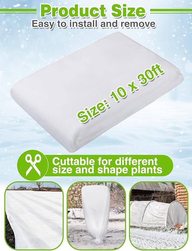 Alphatool Plant Covers Freeze Protection - 10 ft x 30 ft Frost Cloths Blankets for Outdoor Plants