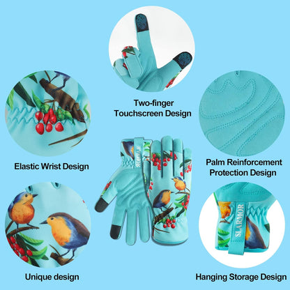 Leather-Gardening-Gloves for Women,Thorn-Proof Work-Gloves for Weeding,Digging,Planting,Pruning