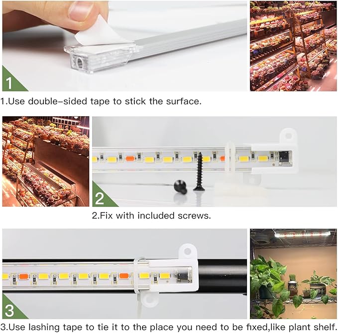 GYTF LED Grow Light Strips, 3500K 90-Bulb Full Spectrum Dimmable Plant Growing Lamp Bars with Auto