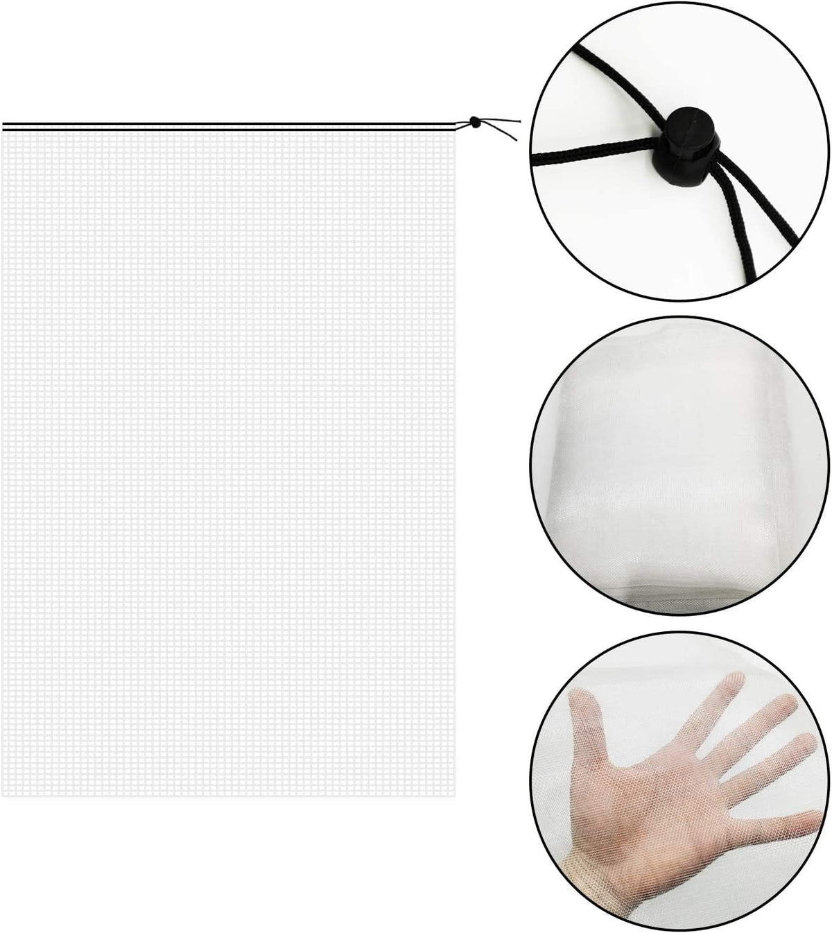 Alpurple 3 PCS Insect Bird Barrier Netting Mesh with Drawstring- 3.2 x 2.6 Feet Fruit Tree