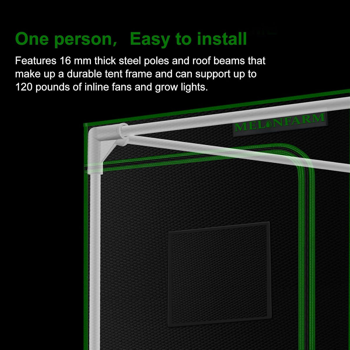 MELONFARM 2x2 Grow Tent, 24"x24"x36'' High Reflective 600D Diamond Mylar Canvas with Observation