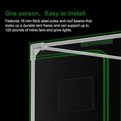 MELONFARM 2x2 Grow Tent, 24"x24"x36'' High Reflective 600D Diamond Mylar Canvas with Observation