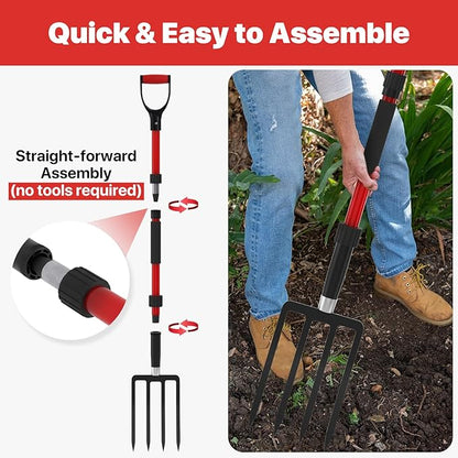 COSITA Pitch Fork for Garden, 44-Inches Pitchfork with Fiberglass Handle, Gardening Spading Fork