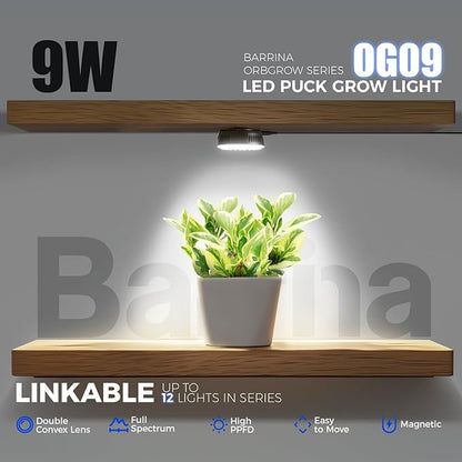 Barrina Orbgrow OG09 Puck LED Grow Light, 5000K 9W(135 Watt Equiv), Plant Lights for Indoor Plants
