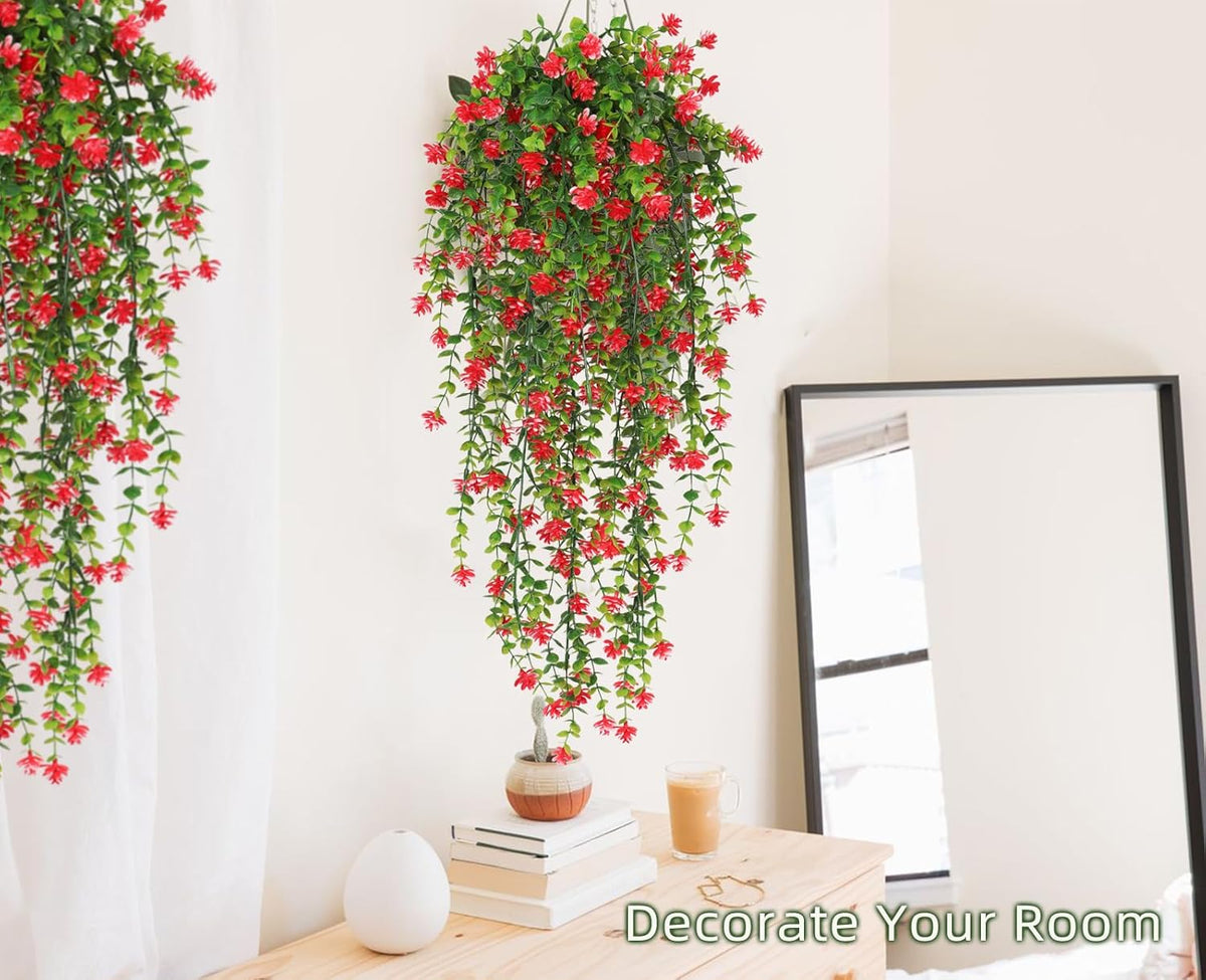 RECUTMS Artificial Hanging Plants Fake Hanging Vine Flowers Fake Plants Faux Hanging Plants Outdoor