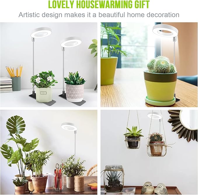 Grow Lights for Indoor Plants, Full Spectrum Halo Growing lamp with Detachable Base, Height