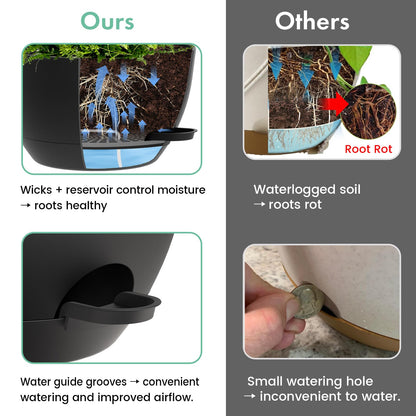 UOUZ 13 Inch 2 Pack Large Self Watering Hanging Planters for Indoor Outdoor Plants, Hanging Plant