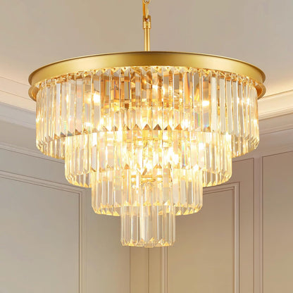 Crystal Chandeliers for Dining Room Lights Fixture Over Table, 15 Lights Gold Modern Chandeliers