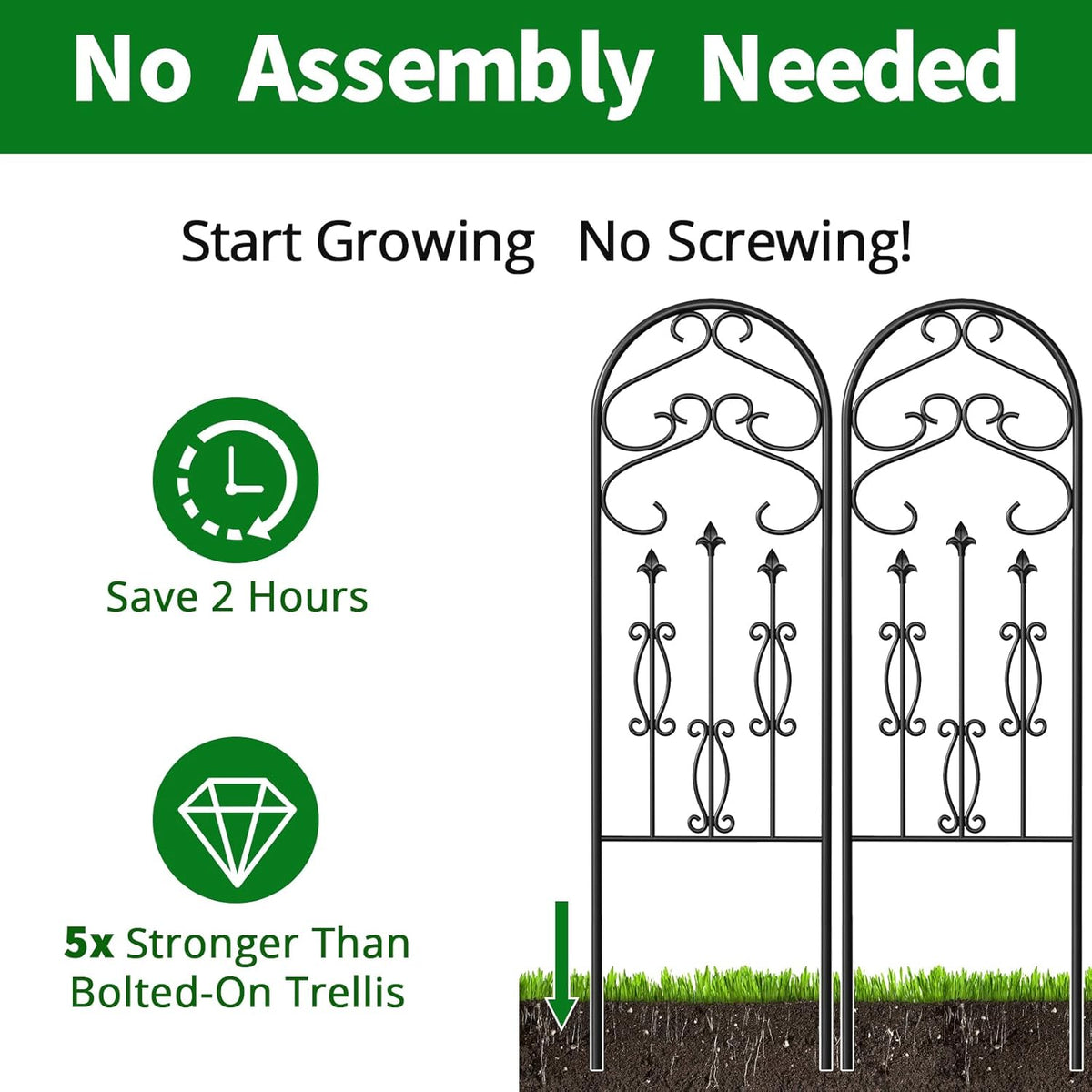 AMAGABELI Garden & Home 4 Pack 60" x 18" Metal Garden Trellis for Climbing Plants Outdoor Climbing