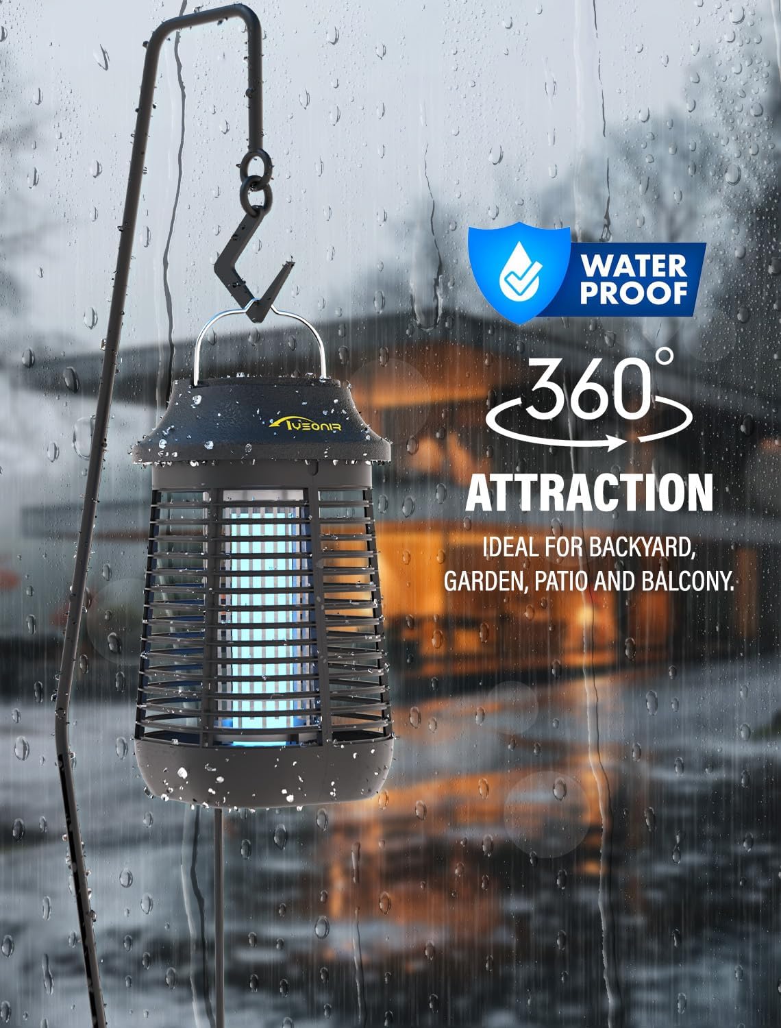 Bug Zapper, 4200V High Power Electric Mosquito Zapper for Outdoor and Indoor, Waterproof Efficient