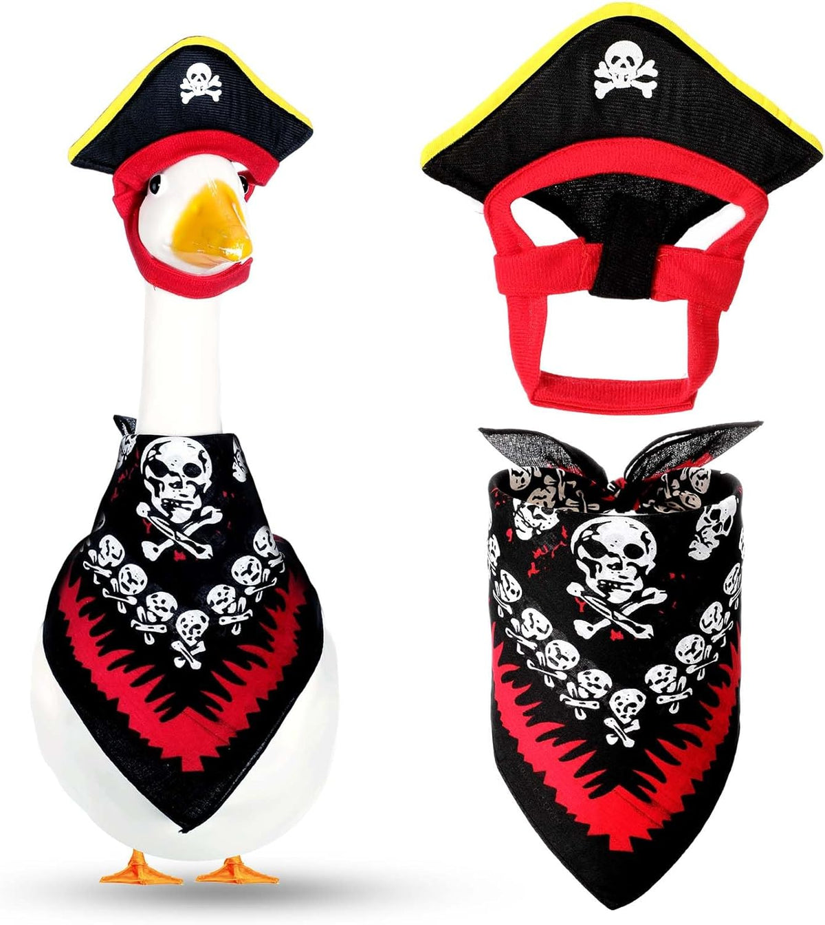 Halloween Pirate Lawn Porch Goose Outfit 23"/ 17'' Pirate Style with Bandana and Hat Costume Cement